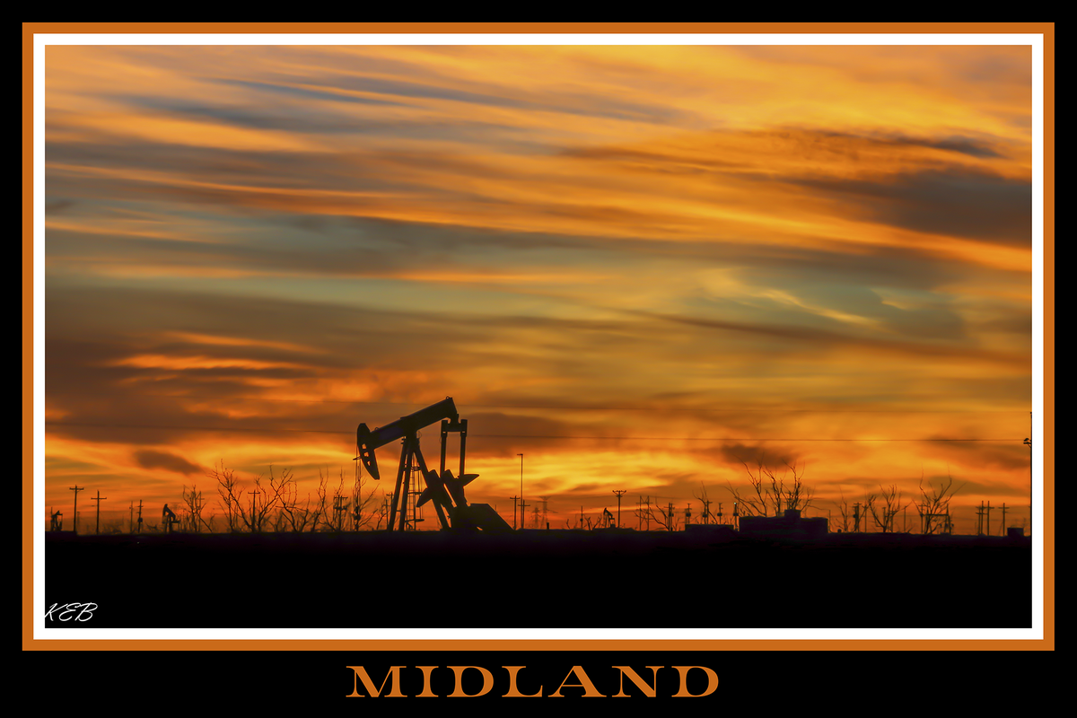 Midland Texas Black Border Poster Print