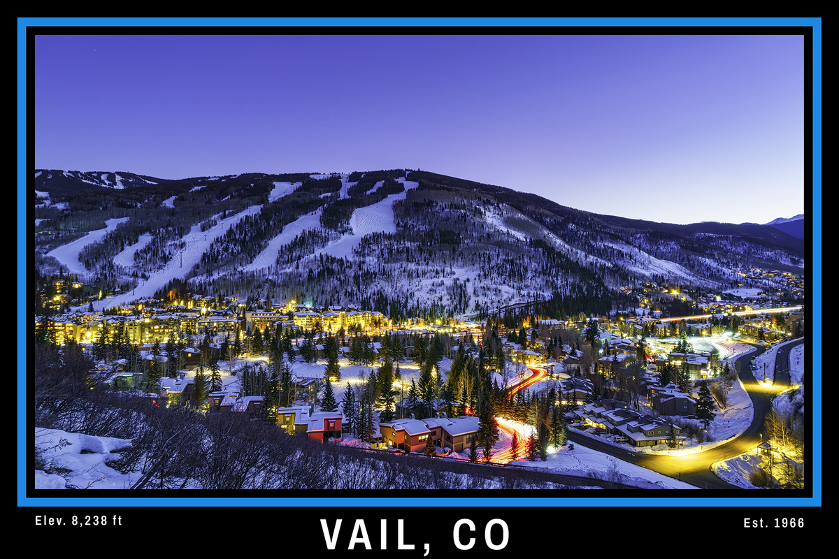 Vail Colorado Black Border Poster Print