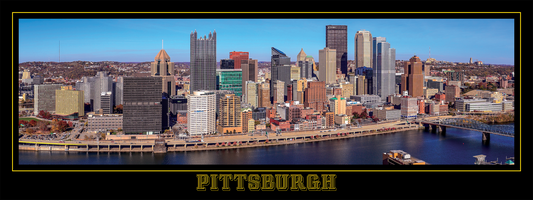 Pittsburgh Pennsylvania Skyline Black Border Panorama Poster Print
