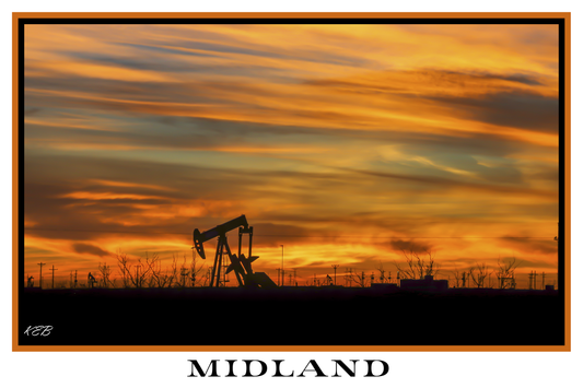 Midland Texas White Border Poster Print
