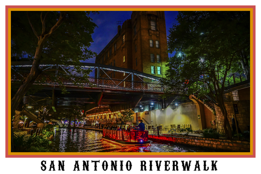 San Antonio Texas Riverwalk White Border Poster Print