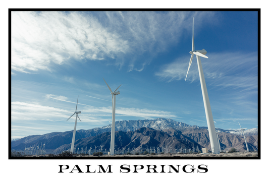 Palm Springs Windmills White Border Poster Print