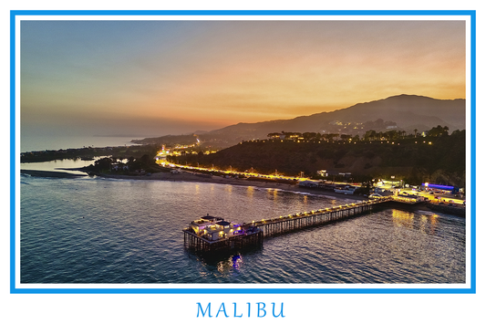 Malibu Pier White Border Poster Print