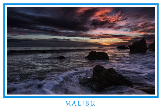 Malibu Beach White Border Poster Print