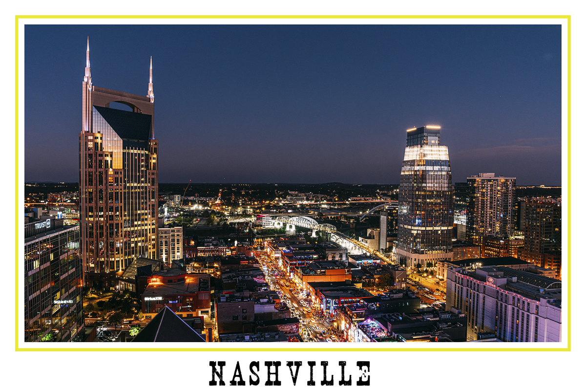 Nashville Tennessee "Batman Building" White Border Poster Print