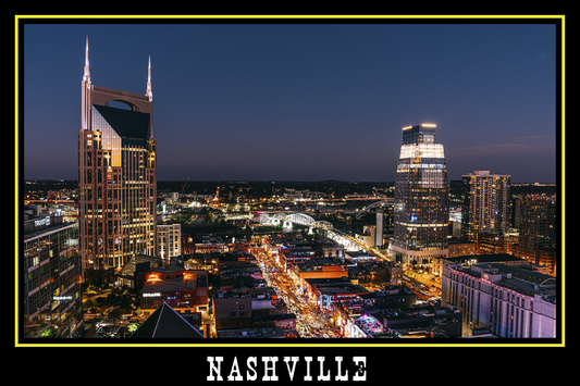 Nashville Tennessee "Batman Building" Black Border Poster Print