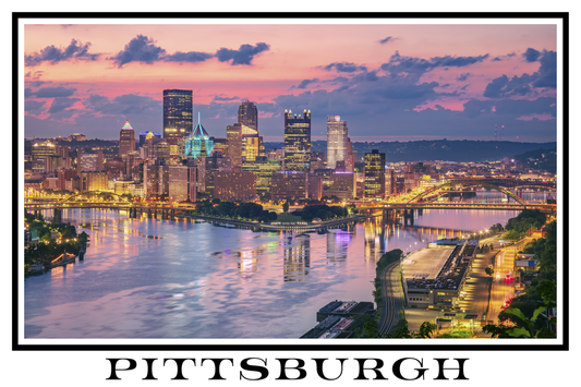 Pittsburgh Pennsylvania Skyline White Border Poster Print