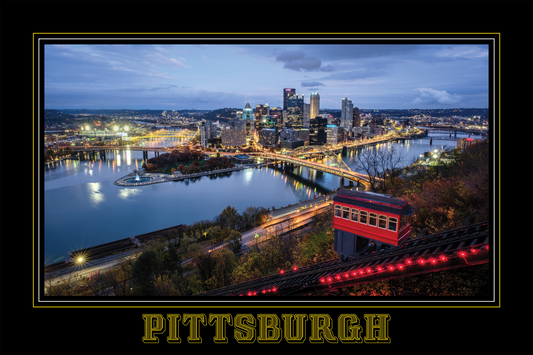 Pittsburgh Pennsylvania Skyline Black Border Poster Print
