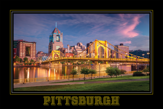 Pittsburgh Pennsylvania Skyline Black Border Poster Print