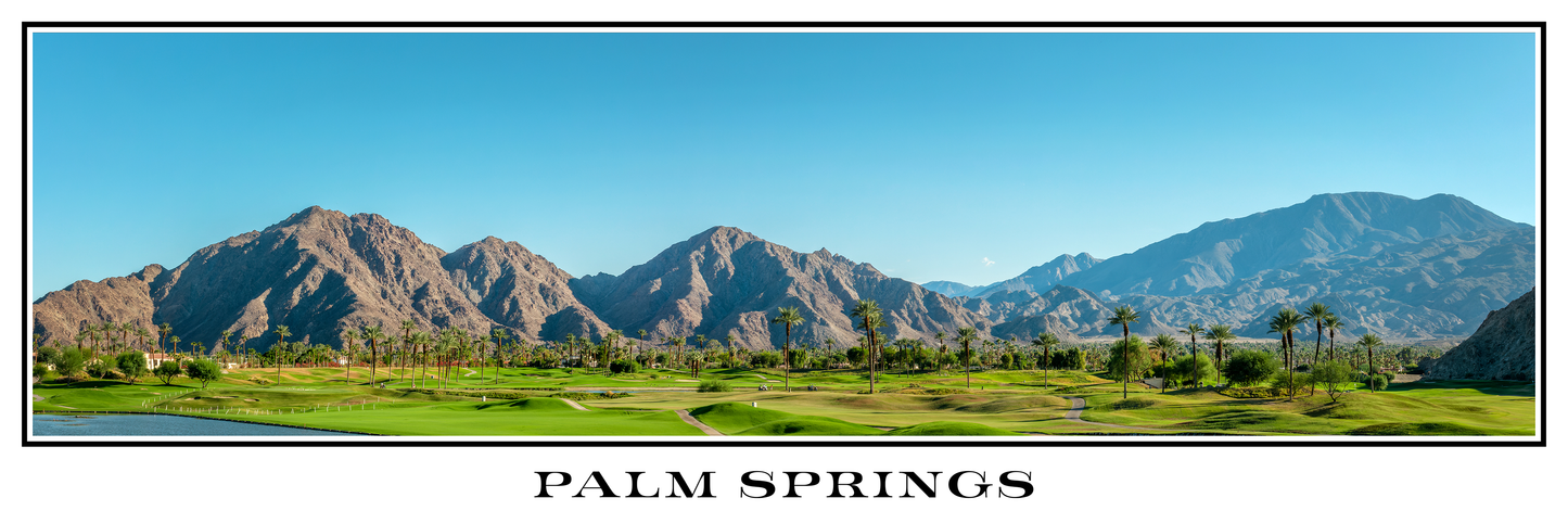 Palm Springs Mountains White Border Panorama Poster Print