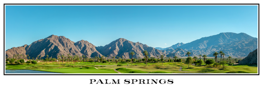 Palm Springs Mountains White Border Panorama Poster Print
