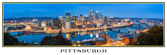 Pittsburgh Pennsylvania Skyline White Border Panorama Poster Print