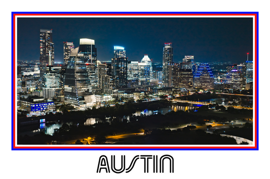 Austin Texas White Border Poster Print