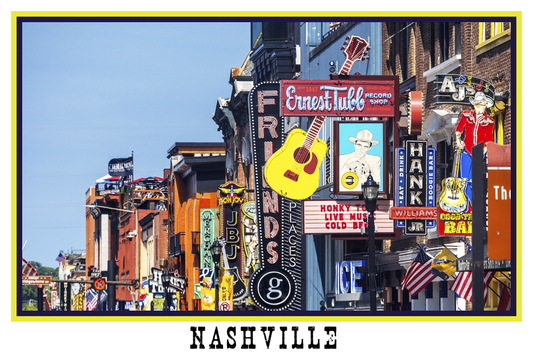 Nashville Tennessee "Honky Tonk Highway" Daytime White Border Poster Print