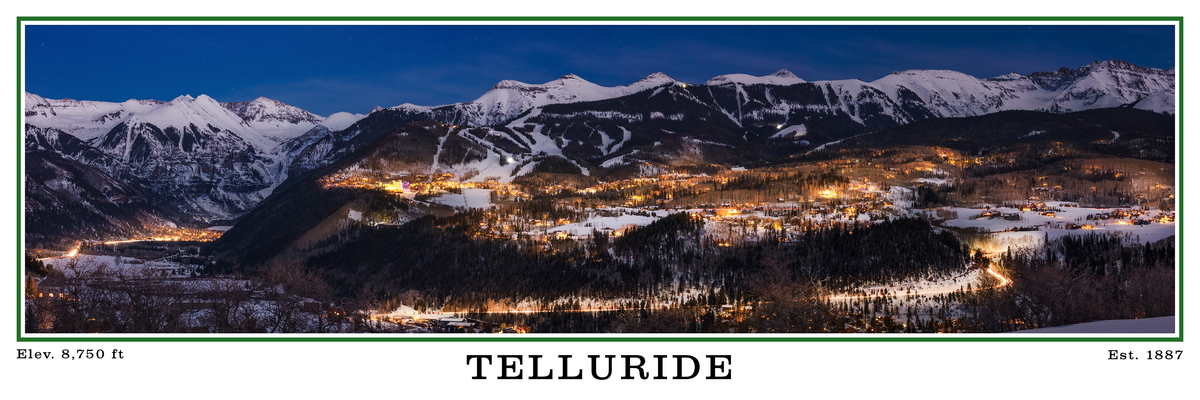 Telluride Colorado Panorama White Border Poster Print